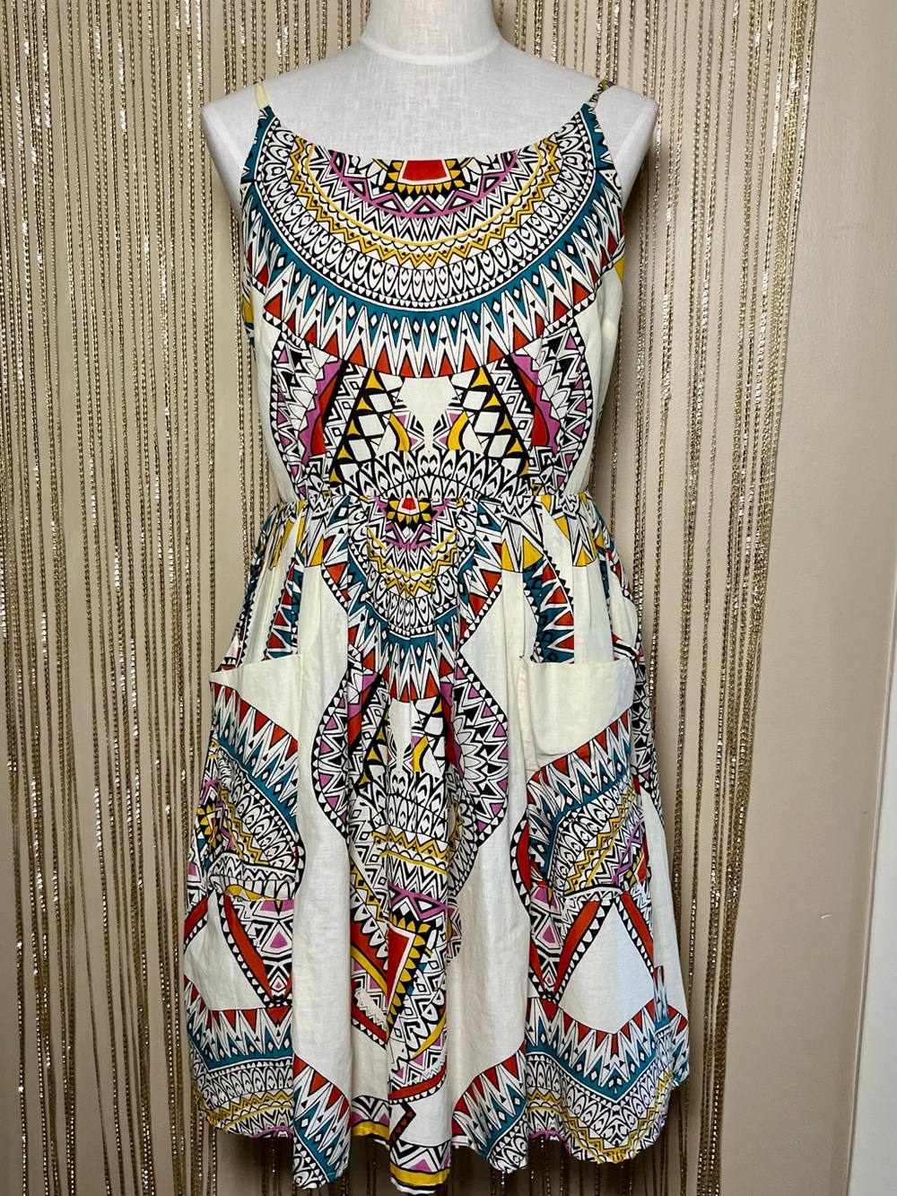Signature by Robby Bee Multi Midi Dress with Colorful Geometric Print